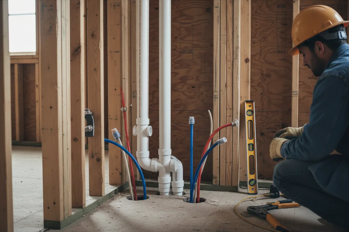 Drain and supply rough-in during Leak Detection in Wilbraham