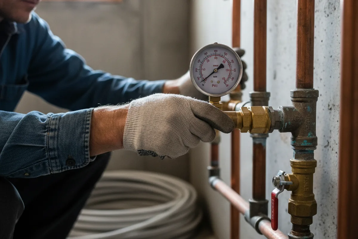 Pressure testing a repaired line during Water Line Repair in Wilbraham